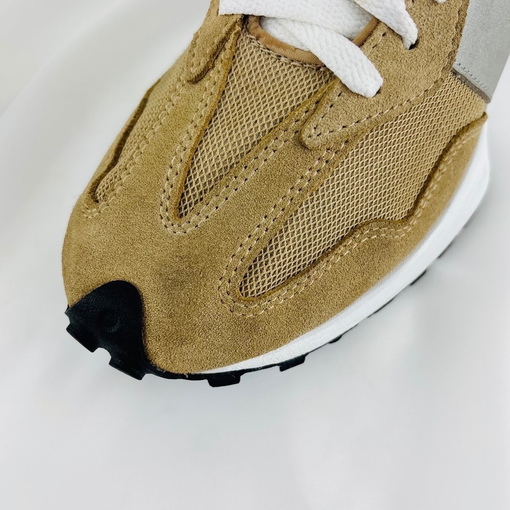 New Balance 327 Tan Beige Suede Mesh Running Sneakers MS327LC1 Mens Sz 9.5 - Picture 11 of 12